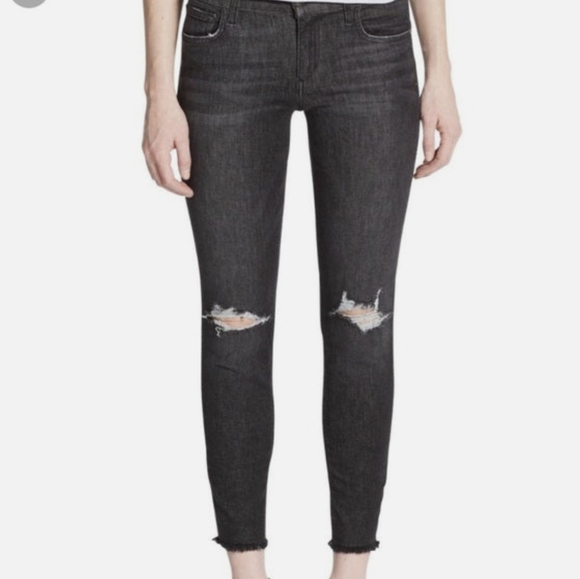 Joe's Jeans Finn Skinny Mid-Rise Distressed Raw Hem Elden Black Wash size 30 - Picture 3 of 12